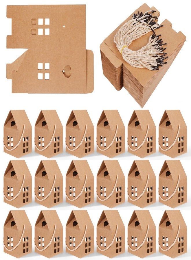 Dimeho 60pcs House Shaped Gift Boxes 5.1 × 3.1 × 3.1" Paper Candy Box Cardboard Treat Boxes Gift & Favor Box Cardboard Treat Bags for Wedding Christmas Baby Shower Birthday Party Treats Decoration - Image 1